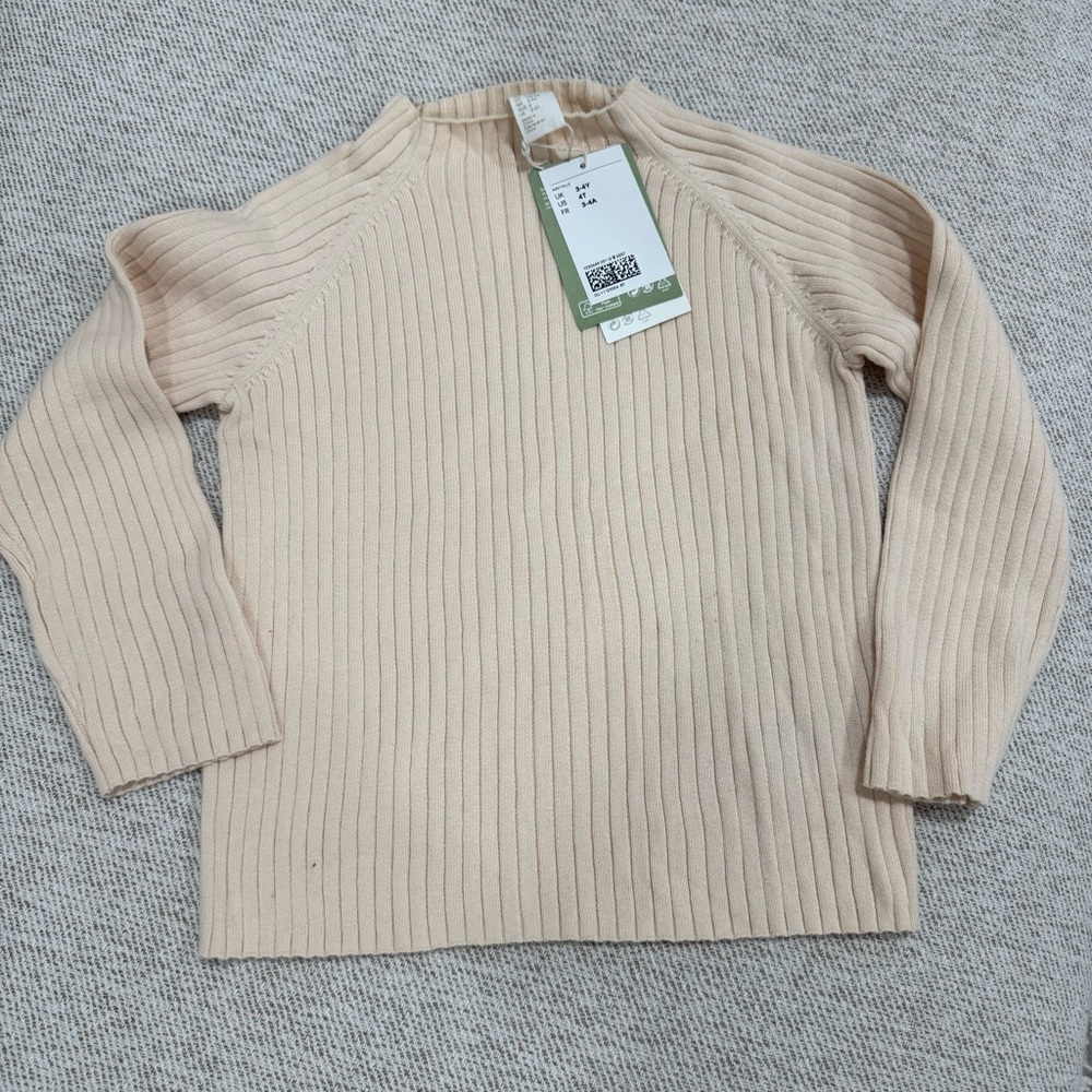 H&M Cream Ribbed Knit Sweater
